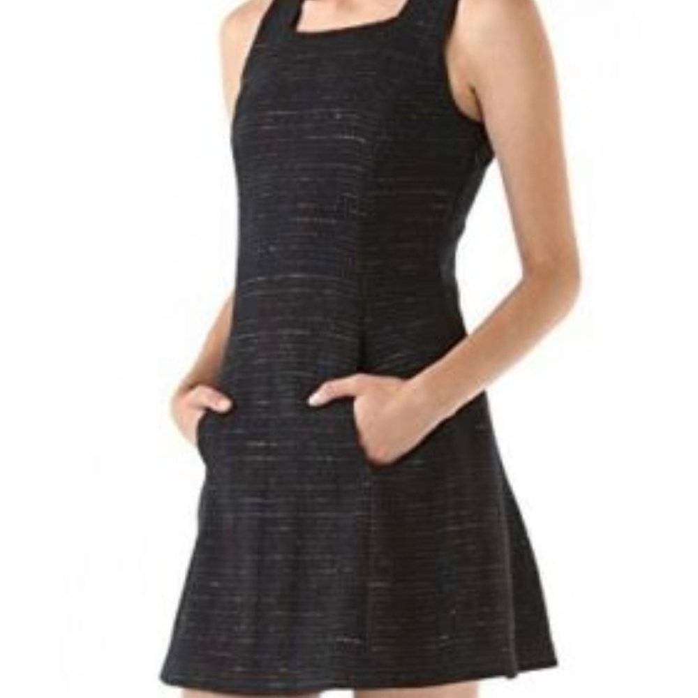 Theyskens Theory Blue Metallic Tweed Diklah Dress.